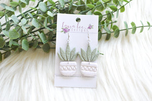 Plant Clay Earrings || Gray Speckled Pot