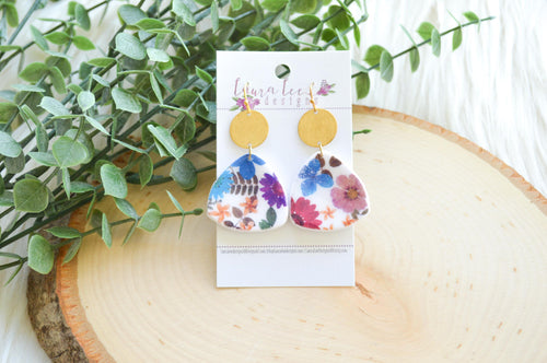 Shelly Clay Earrings || Faux Pressed Flowers