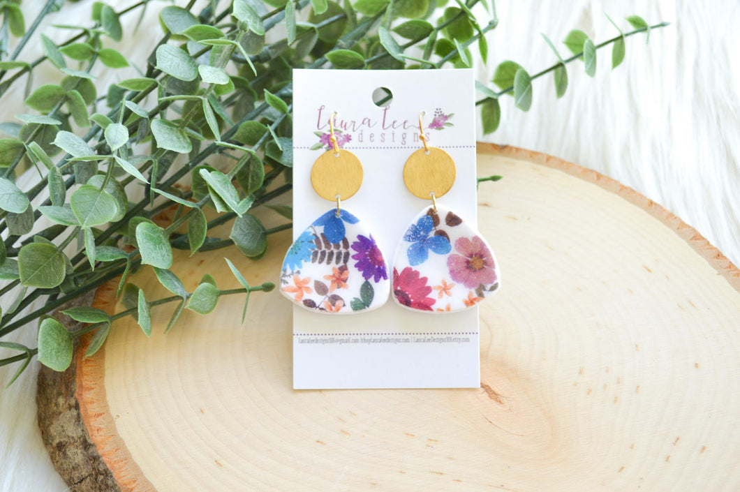 Shelly Clay Earrings || Faux Pressed Flowers