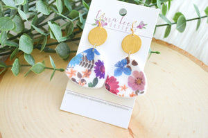 Shelly Clay Earrings || Faux Pressed Flowers