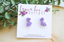 Dinosaur Clay Stud Earrings || Purple Brontosaurus || Made to Order