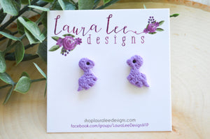 Dinosaur Clay Stud Earrings || Purple Brontosaurus || Made to Order