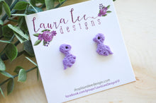 Dinosaur Clay Stud Earrings || Purple Brontosaurus || Made to Order