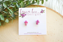 Clay Stud Earrings || Purple Crosses