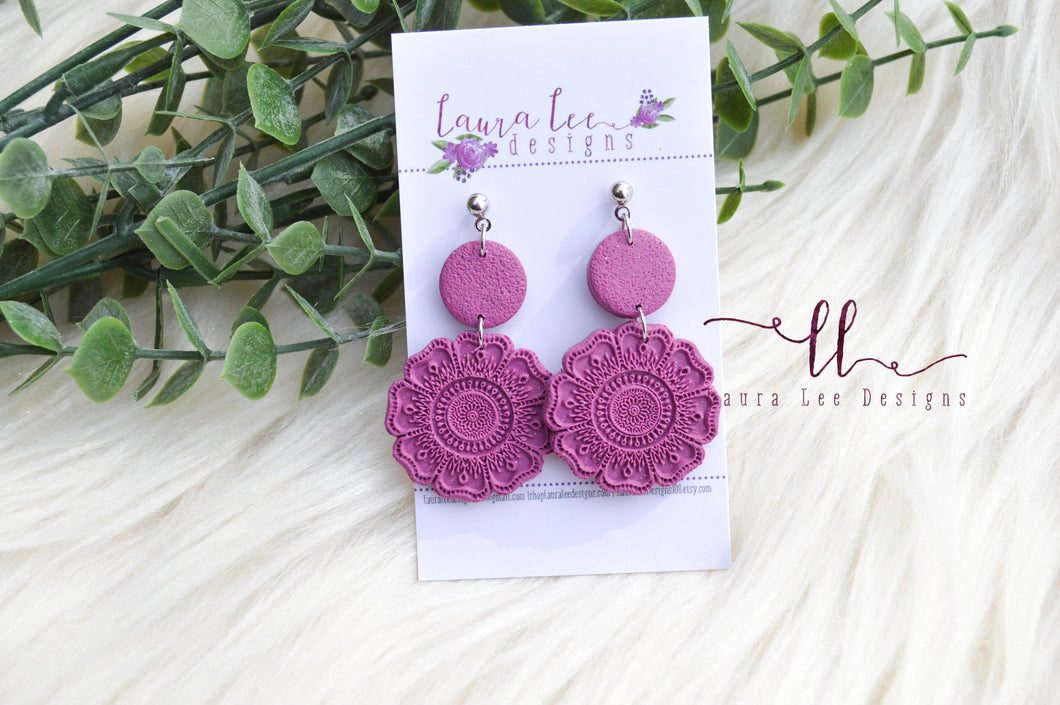 Tessa Clay Earrings || Purple || Made to Order