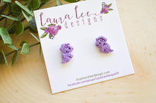 Dinosaur Clay Stud Earrings || Purple Triceratops || Made to Order