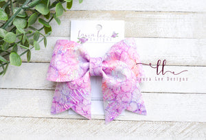 Large Missy Bow || Purple Tye Dye Glitter Lace