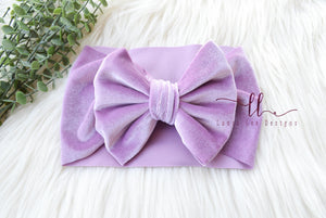 Large Julia Bow Headwrap || Lavender Velvet