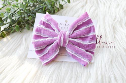 Large Julia Bow Style Bow || Purple and White