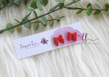 Bow Clay Stud Earrings || Red || Made to Order