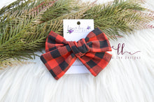 Large Handtied Timber Bow || Red and Black Buffalo Plaid