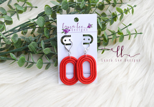 Eli Oval Clay Earrings || Red || Made to Order