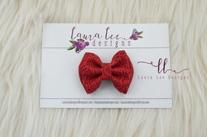 Mini Millie Bow Style || Red Embossed Lace Vegan Leather