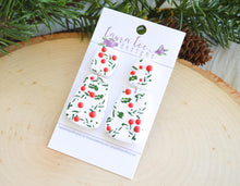 Skinny Hope Clay Earrings || Red and Green Holly