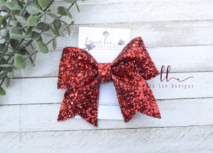 Large Missy Bow || Red Glitter