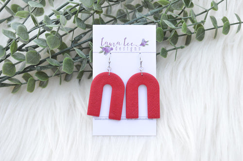 Nova Large Arch Clay Earrings || Red