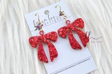 Resin Bow Earrings || Red Glitter || READY TO SHIP