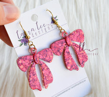 Resin Bow Earrings || Red Glitter || READY TO SHIP