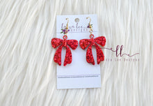 Resin Bow Earrings || Red Glitter || READY TO SHIP