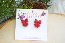 Bow Clay Stud Earrings || Red || Made to Order