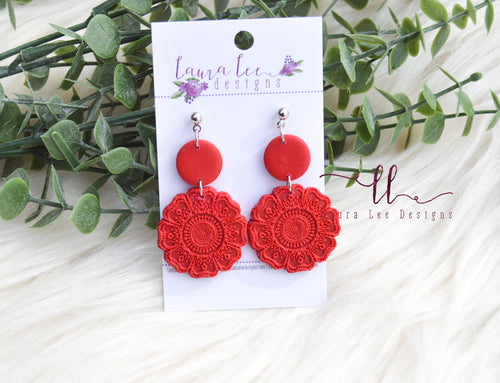 Tessa Clay Earrings || Red || Made to Order
