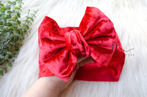 Large Julia Bow Headwrap || Red Crushed Velvet