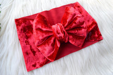 Large Julia Bow Headwrap || Red Crushed Velvet