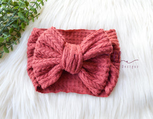 Large Julia Bow Headwrap || Rust Sweater