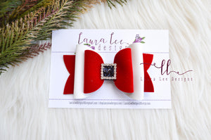 Stacked Rosie Style Bow || Santa Buckle || Clip Only
