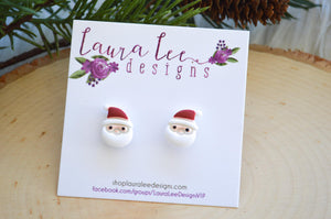 Clay Stud Earrings || Santa