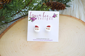 Clay Stud Earrings || Santa