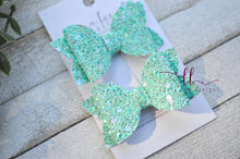 Pippy Style Pigtail Bow Set || Seafoam Glitter
