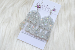 Drops Resin Earrings || Silver Star Glitter