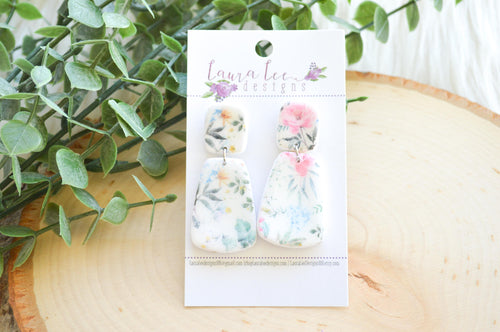 Skinny Hope Clay Earrings || Floral