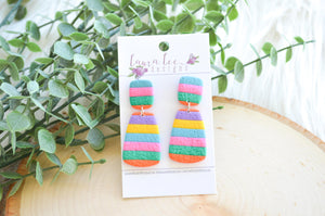 Skinny Hope Clay Earrings || Summer Stripes