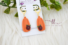 Skinny Pumpkins Clay Earrings || Orange with Burgundy Floral