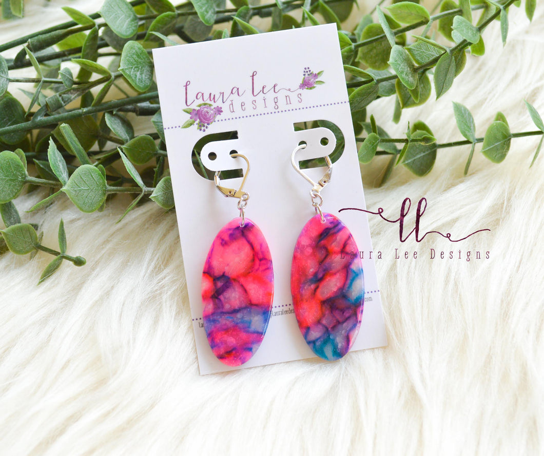 Jackie Oval Clay Earrings || Colorful Summer