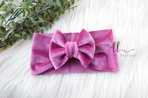 Small Julia Bow Headwrap || Hot Pink Velvet