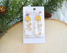 Nellie Arch Clay Earrings || White and Gold Snowflakes