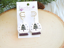 Snow Globe Clay Earrings || Christmas Tree Snow Globes with Silver | Made to Order