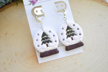 Snow Globe Clay Earrings || Christmas Tree Snow Globes with Silver | Made to Order