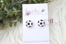 Round Clay Stud Earrings || Soccer