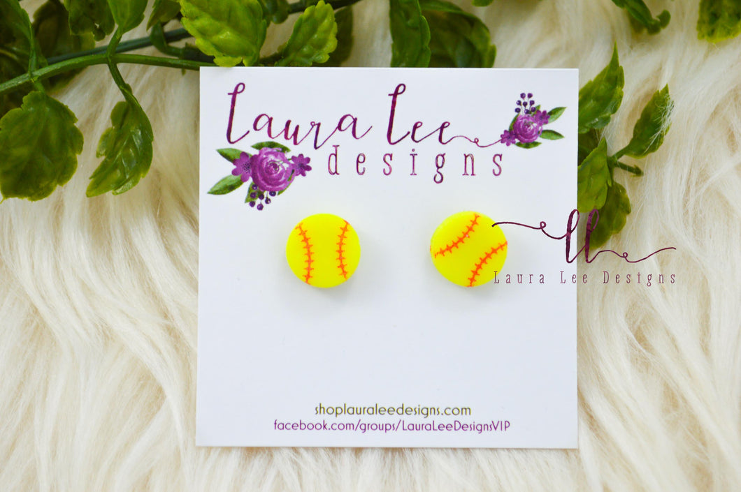 Round Clay Stud Earrings || Softballs || Made to Order