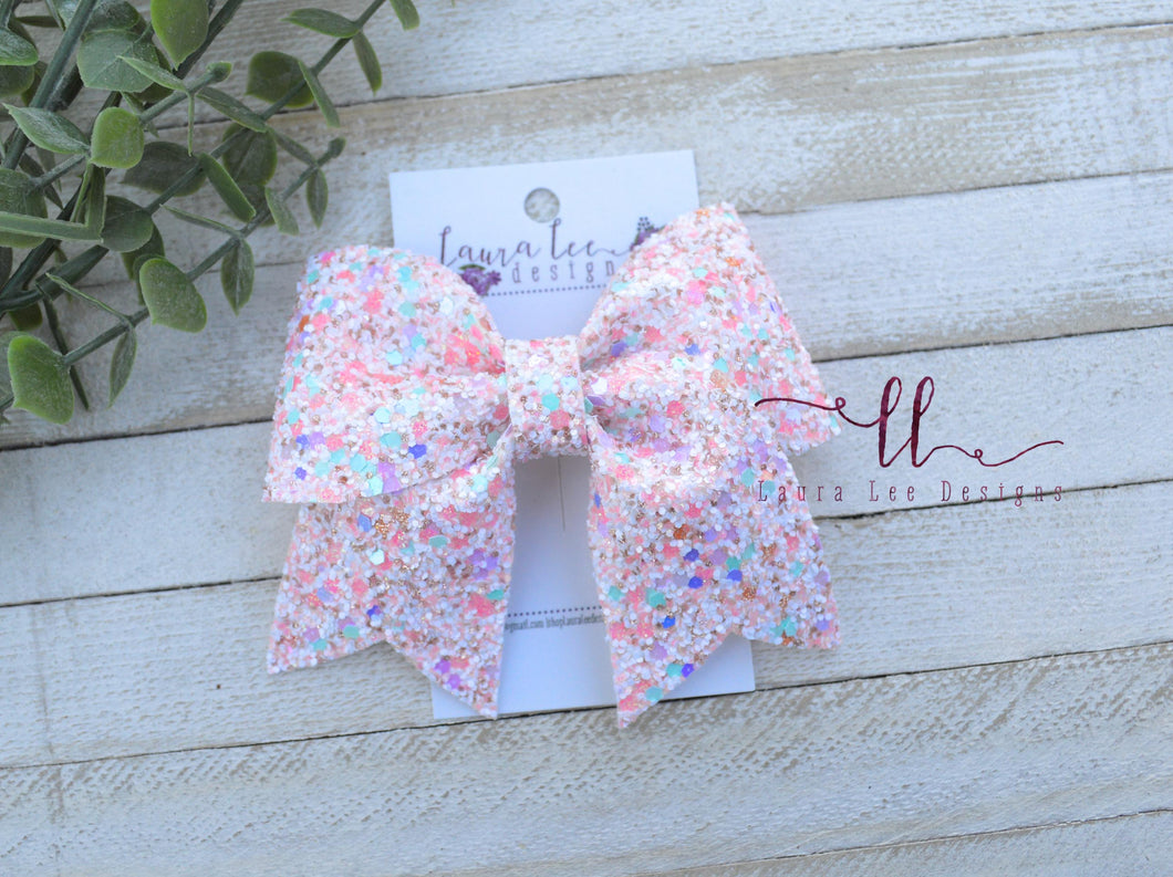 Large Missy Bow || Spring Glittered Glitter