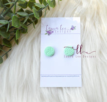 Round Clay Stud Earrings || Lace || You Choose Color