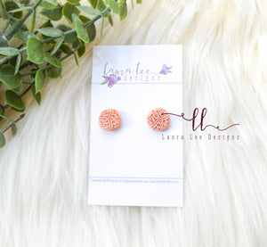 Round Clay Stud Earrings || Lace || You Choose Color