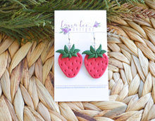 Clay Earrings || Strawberries || Made to Order