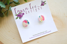 12mm Round Clay Stud Earrings || Summer Floral