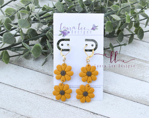 Sunflowers Clay Earrings || Double Dangle || Made to Order
