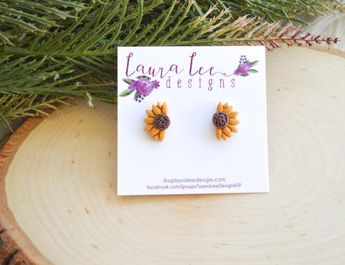 Sunflower Clay Stud Earrings || Made to Order